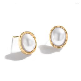 Stud Earrings S925 Silver Freshwater Pearl For Women Fashion Oval Geometric Design Jewelry Gift Girls Bulk