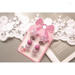 Backs Earrings Purple Pink Stars Cute Beads Clip On For Kids Girls Jewellery No Pierced Children Birthday Gifts