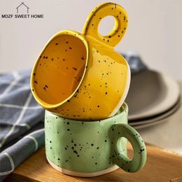 Mugs 300ml Creative Ring Handle Ceramic Mug Candy Color Milk Coffee Cup Office Home Drinkware Microwave Oven Couple Handgrip Cups 221122