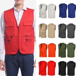 Men's Vests Brand Mens Multi Pockets Travellers Fishing Pography Sleeveless Coat Male Worker Outwear Tank Top Jackets 221122