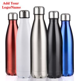Water Bottles Free Custom name Doublewall Insulated Vacuum Flask Stainless Steel Heat Thermos For Sport Portable Thermoses 221122