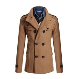 Men's Trench Coats Plus Size Men Windbreaker Coat Solid Colour Double-breasted Formal Business Winter Jacket for Work Outerwear 221121
