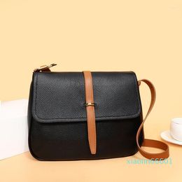 Evening Bags Cowhide Lady's Crossbody Genuine Lether Handbag Simple Fall Winter Bag Office Women Roomy Commuter Style Shoulder