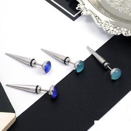 Stud Punctured Punk Stainless Steel Stud Earrings Opal Studs Ear Rings Women Mens Fashion Jewellery Gift Drop Delivery Dh50D