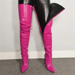 Autunno e inverno designer sopra gli stivali del ginocchio Donne color sexy punta con cerniera con cerniera ad alta cerniera