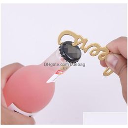 Openers Cheers Shaped Pure Color Openers Kirsite Plated Gold Beer Bottle Opener High Quality Kitchen Necessary 1 8Tb J2 Drop Deliver Dh1Gi