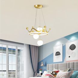 Pendant Lamps Nordic Children's Room Chandelier Creative Net Red Crown Lighting Warm And Romantic Simple Ins Girl Bedroom