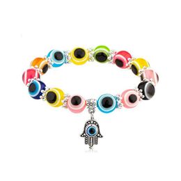 Beaded Evil Eye Beads Strand Bracelets Fatima Hand Charm Bead Bracelet Turkish Good Luck Protection Beaded Jewelry Drop Delivery Dhjrj