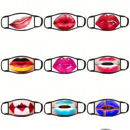 Designer Masks Lipstick Mascarilla Washable Reusable Dust Face Masks Cotton Fashion Respirable Respirator Child Adt Can Put Philtres Dhjxu