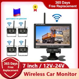 Jansite 7 Inch Wireless Rear View Camera Car Monitor Reverse Vehicle Reversing Camera for Truck RV Bus Reverse Image 12V-24V