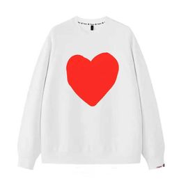 Designer Luxury Play Classic Little Red Heart Sweater Long Sleeve Terry Cotton Couple Coat Loose Fashion Trend Versatile Top Plush