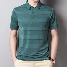 Men's Polos MLSHP Summer Short Sleeve Thin Polo Shirt Men Solid Color Business Casual Swallow Printed Men's Tops Korean Fashion Clothing 221122