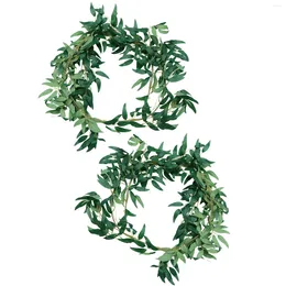 Decorative Flowers Garland Leaves Vines Fake Green Leaf Wedding Willow Ornament Greenery Rattan Artificial Hanging Arches Decor Wreath