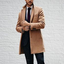 Men's Jackets Men's Clothing British Men Mid-Length Long Sleeve Woollen Coat Autumn And Winter Trendy