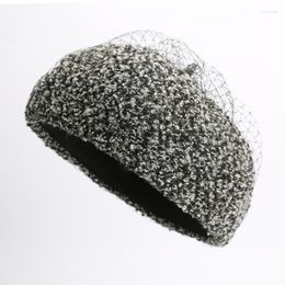 Берец зимний восьмиугольный художник шляпа Винтаж Британский тыквенный бутон модный черный универсальный шоу Берет Лолита Оптом