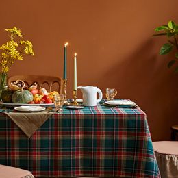 Table Cloth Christmas cloth Scottish Green Plaid Rectangular Household Po High-quality Cotton 221122