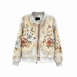 Women's Jackets Svoryxiu Designer Custom Made Autumn Winter Outwear Vintage Gold Line Jacquard Beading luxury Tops Coat 221122