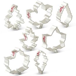 Baking Moulds KENIAO Maple Leaf Cookie Cutter Set - 7 PC Fall Biscuit Fondant Pastry Sand Bread Moulds Stainless Steel 221122