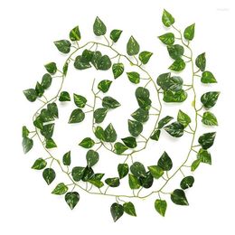 Decorative Flowers 230x25cm Ivy Green Fake Leaves Garland Plant Vine Foliage Home Decor Plastic Rattan String Wall Artificial Plants