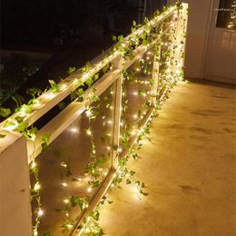Strings Artificial Flower Green Leaf String Lights Battery Powered Christmas Decorations For Home Tree Garland Light Weeding Party Decor