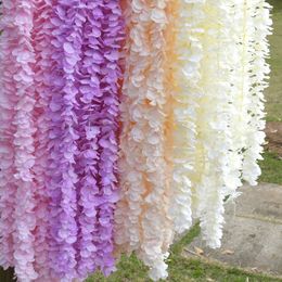 Decorative Flowers Wreaths 20pcs Wisteria Garland Artificial Silk Flower Vine For Home White Wedding Garden Decoration Rattan Hanging Wall Fake 221122