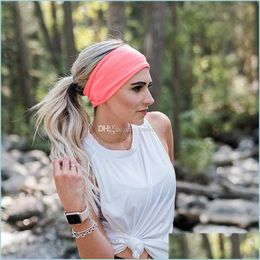 Headbands Solid Color Yoga Sport Headband Sweatband Hood Gym Work Out Fitness Cycling Running Head Bands Snood For Women Men Fashion Dhorq