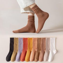 Women Socks Japanese Style Pile Woman Kawaii Spring Summer Cotton Long Medium Tube With Ruffles Solid Color Fashion