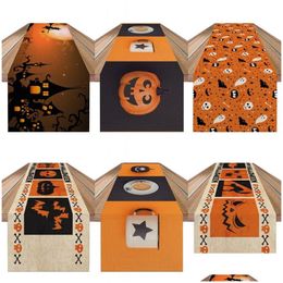 Other Festive Party Supplies Party Supplies Halloween Table Decoration Tablecloth For Home Decor Luxury Pumpkin Bat Spider Witch G Dhhms