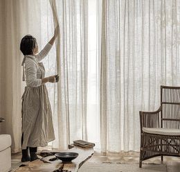 Curtain Yaapeet Chiffon Linen Gauze Living Room Nordic Window Farmhouse Sheer Drape Bedroom Deco Customized Fabric Wholesale