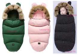 Winter Newborn Outdoor Sleeping Bag Solid Thickening Warm Infant Stroller Designer Sleepsack 0-3Years Baby Windproof Kickproof Quilt 8 Colors