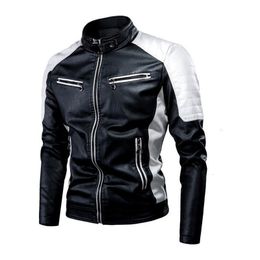 Men's Leather Faux MJNONG Brand Autumn Causal Vintage Jacket Coat Spring Outfit Design Motor Biker Pocket PU 221122