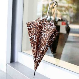 Parachase Fashion Leopard Pattern Umbrella Rain Women Windproof Long Handle Girls Brand Automatic Foldable 8K J220722