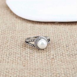 Designer Vintage Wire Twisted ring protect with Pearl Imitation - High-Quality Women's Jewelry for Engagement Gift