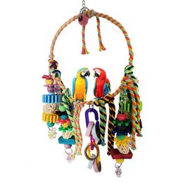 Other Bird Supplies 1PC Parrot Bird Toy Cage Colourful Hanging Swings Parrot Cotton Rope Playstand Climbing Toys Bird Supplies 221122