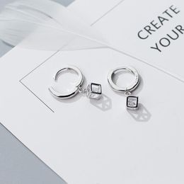 Hoop Earrings MloveAcc Real 925 Sterling Silver Jewellery Cute Cube Box Crystal Zircon For Women Fashion Brincos