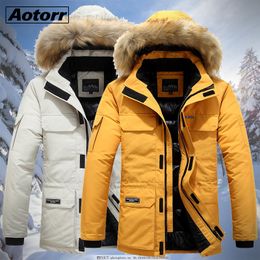 Mens Down Parkas Winter Men Fur Hooded Casual Warm Thick Waterproof Jacket Coat Cotton Multipocket Jackets Plus Size 6XL Outwear 221122