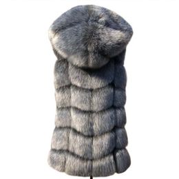 Women's Fur Faux HJQJLJLS Winter Fashion Vest Hooded Women Gilet Pelliccia Coat Sleeveless Jacket Bontjas 221122