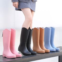 Rubber Waterproof Women's Rain Boots Fashion Black Tall Boots Casual Light Kitchen Car Wash Work Mid-Calf Water Boot