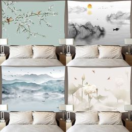 Tapestries Chinese style tapestry mural background cloth landscape sun hanging printed wall home decoration tap943 221122