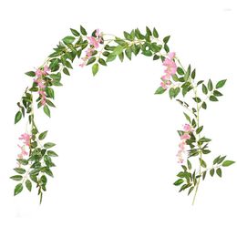 Decorative Flowers Simulation Rattan Strip Wisteria Wall-Mounted Artificial Flower Vine For Wedding DIY Craft Home Party Kids Room