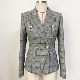 Women's Suits 2022 Classic All-Match High-Quality Retro Plaid Jjacket British Style European Stars With The Same Paragraph Slim Suit Jacke