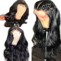 Synthetic Wigs fashion black wig women's medium split large wave chemical Fibre small front lace Headcover 221122