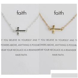 Pendant Necklaces Sideways Cross Necklace Simple Pendant Choker Necklaces For Women Girls With Mes Card Drop Delivery Jewellery Pendant Dhov6