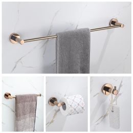 Bath Accessory Set Rose Gold Stainless Steel Wall Towel Rack Toilet Paper Holder Hook Bathroom Accessories