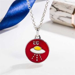 10% OFF 2023 Jewellery Sterling Silver Round Brand Sun Pattern Necklace Red Enamel Gel Drop Series Punk Hip Hop Pendant