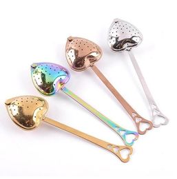 UPS Decompression Toy Stainless Strainer Heart Shaped Tea Infusers Teas Tools Teas Filter Reusable Mesh Spoon Steeper Handle Shower Spoons GC1122X2