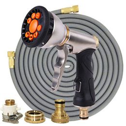 Hoses Garden Watering Magic Latex Telescopic Water Gun FLOWERS SPRAL High Pressure Car Wash Outdoor Supplies 221122