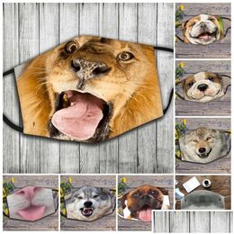 Designer Masks Reusable Washable Face Masks Anti Smoke Respirator Protection Mascarilla Thin Hanging Ear Animal Pattern Cat Dog Shar Dh4Oq