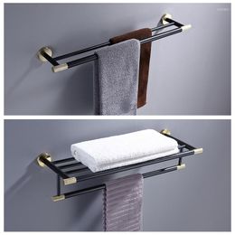 Bath Accessory Set Towel Holder Rack Wall-mounted Double Hanger Golden Toilet Storage Shelves 304 Stainless Steel El Bathroom Accessories