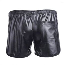 Men's Sleepwear Cuasal Homewear Shorts Mens Pocket Fashion Black Boxer Leather Male Briefs Home Pants Underwear Sleep Bottoms A50